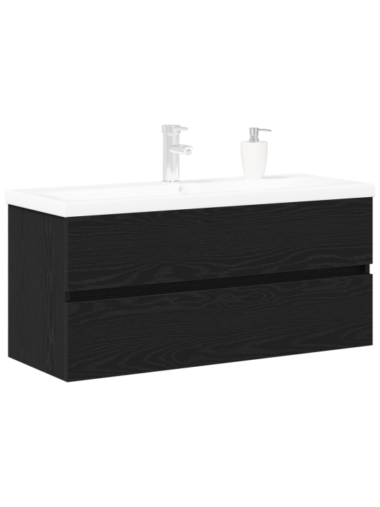 Umyvadlová skříňka s vestavěným umyvadlem černý dub kompozitní dřevo, umyvadlová skříňka černý dub 90x38.5x45 cm kompozitní dřevo