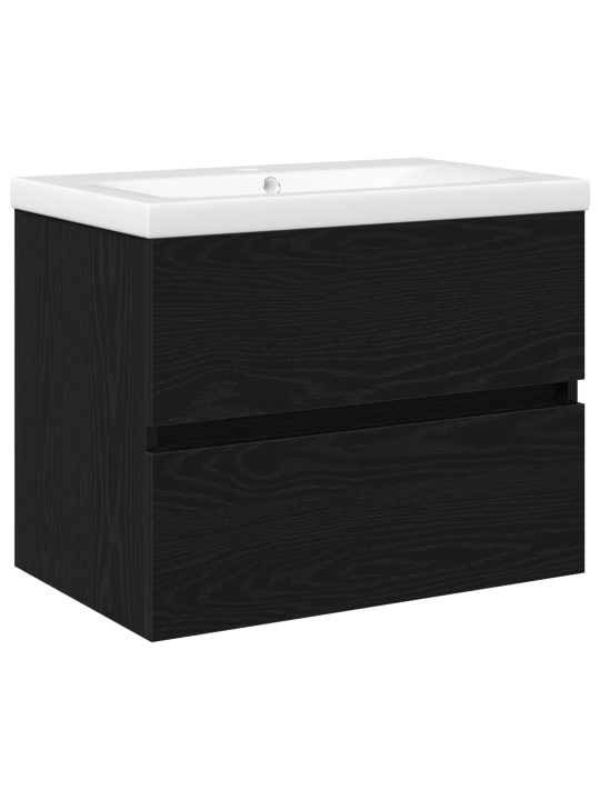 Skříňka pod umyvadlo s vestavěným umyvadlem černý dub ze strojního dřeva, skříňka pod umyvadlo černý dub 60x38,5x45 cm ze strojního dřeva