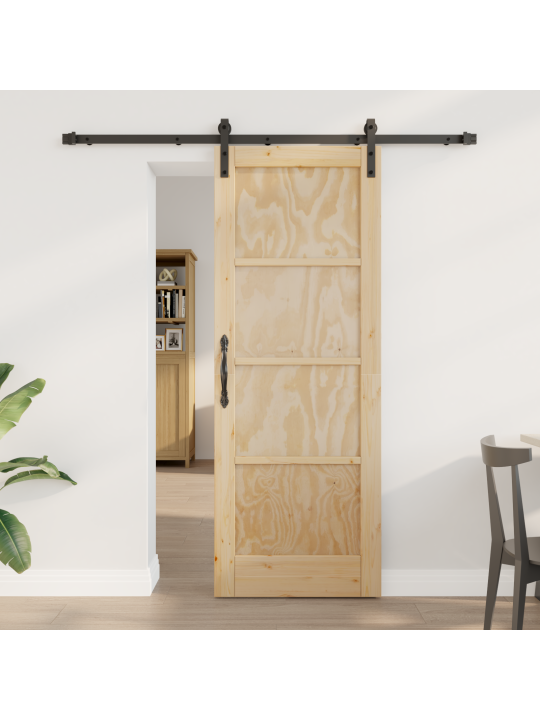 Posuvné dveře s hardwarovou sadou 73.5x198.5 cm masivní borové dřevo