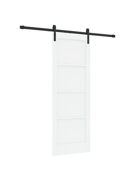 Posuvné dveře s hardwarovou sadou bílá 73.5x198.5 cm masivní dřevo borovice, vnitřní dveře 'orkdal'bílá 73.5x198.5x4 cm masivní dřevo borovice