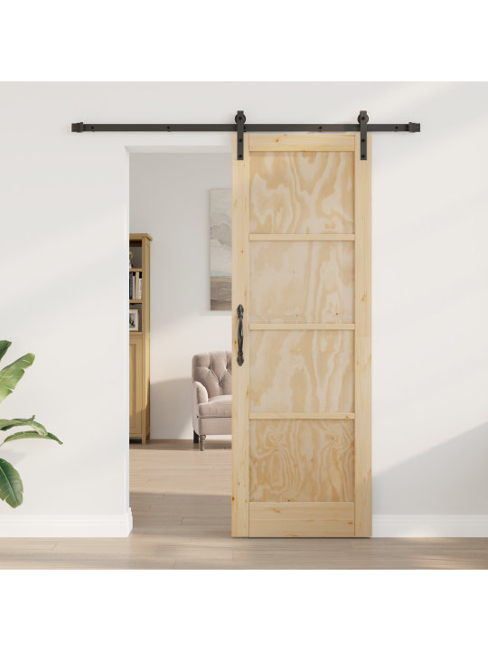 Posuvné dveře s instalačním setem 73,5x211 cm z masivního borového dřeva, interiérové dveře 'orkdal'73,5x211x4 cm z masivního borového dřeva