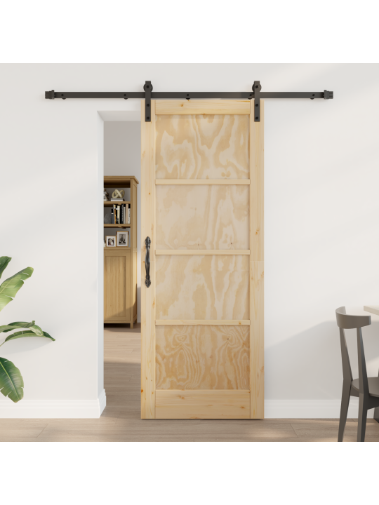 Posuvné dveře s hardwarem 78x202 cm z masivního borového dřeva, interiérové dveře 'orkdal'78x202x4 cm z masivního borového dřeva