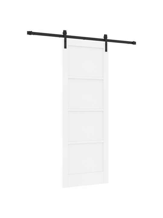 Posuvné dveře s bílým kováním 78x211 cm z masivního borového dřeva, vnitřní dveře 'orkdal'bílé 78x211x4 cm z masivního borového dřeva