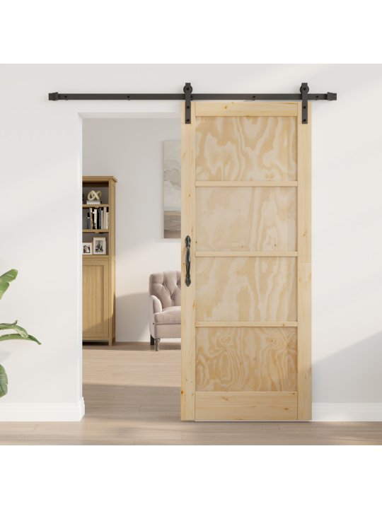 Posuvné dveře s hardwarem 83x202 cm z masivního borovicového dřeva, vnitřní dveře 'orkdal'83x202x4 cm z masivního borovicového dřeva