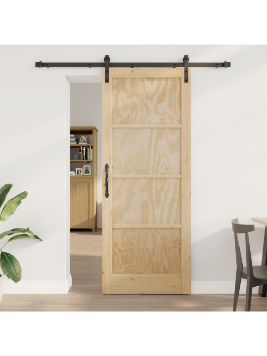 Posuvné dveře s hardwarovou sadou 83x211 cm z masivního borovicového dřeva