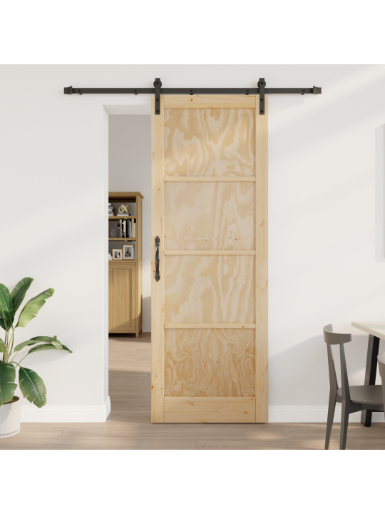 Sklidovací dveře s kovaním 83x232 cm z masivního borového dřeva, vnitřní dveře 'orkdal'83x232x4 cm z masivního borového dřeva