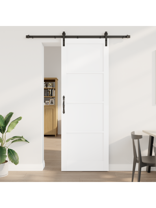 Posuvné dveře se sadou kování bílé 83x232 cm masivní dřevo borové