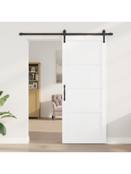 Posuvné dveře s kovaním bílá 86x211 cm masivní dřevo borovice