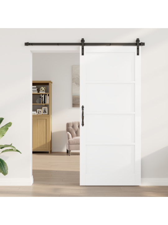 Posuvné dveře s hardwarem bílá 93x211 cm masivní dřevo borovice, interiérové dveře 'orkdal'bílá 93x211x4 cm masivní dřevo borovice