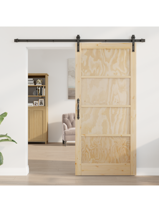 Posuvné dveře s kovaním 93x202 cm z masivního borového dřeva, interiérové dveře