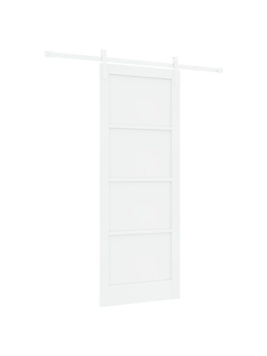 Bílé posuvné dveře s kovaním 83x211 cm z masivního borovicového dřeva, interiérové dveře 'orkdal'bílé 83x211x4 cm z masivního borovicového dřeva