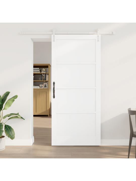Posuvné dveře s hardwarem bílá 93x211 cm masivní dřevo borovice, vnitřní dveře 'orkdal'bílé 93x211x4 cm masivní dřevo borovice