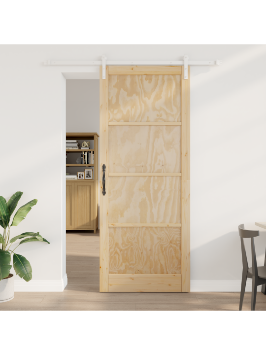 Posuvný dveře s hardwarovou sadou 93x232 cm masivní borový dřevo