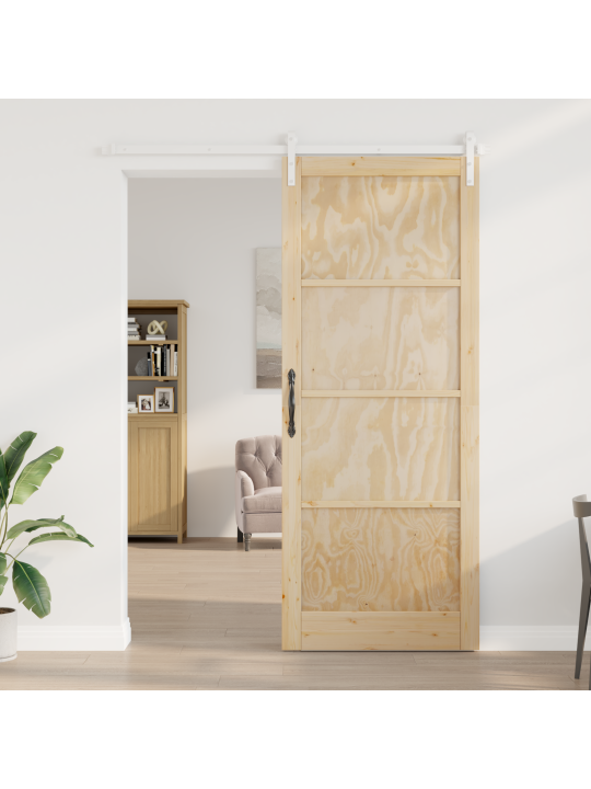 Posuvný dveře s hardwarovou sadou 93x232 cm masivní borový dřevo