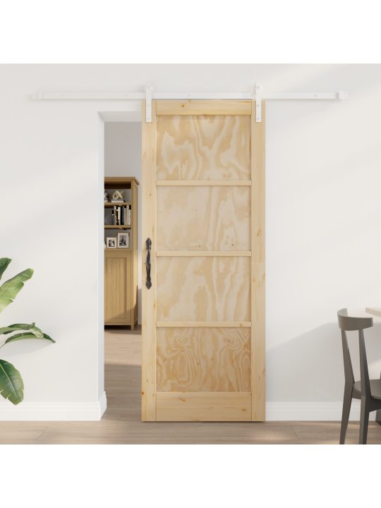 Posuvné dveře s hardwarovým setem 78x202 cm masivní borové dřevo