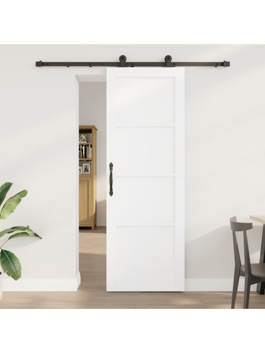 Posuvné dveře se sadou hardware bílá 73,5x211 cm masivní dřevo borovice, vnitřní dveře 'orkdal'bílá 73,5x211x4 cm masivní dřevo borovice