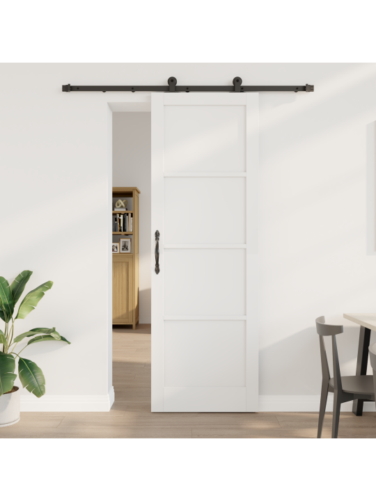 Posuvný dveře s montážní sadou bílé 78x232 cm z masivního borového dřeva