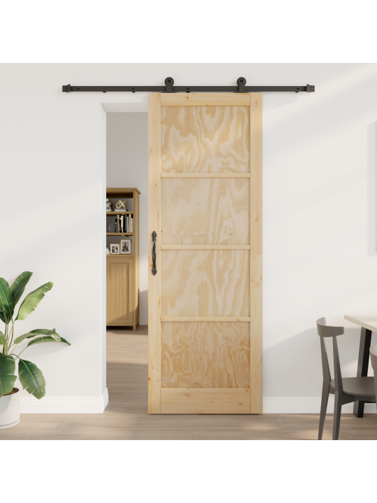 Posuvné dveře se sadou hardware 83x232 cm z masivního borového dřeva, interiérové dveře 'orkdal'83x232x4 cm z masivního borového dřeva