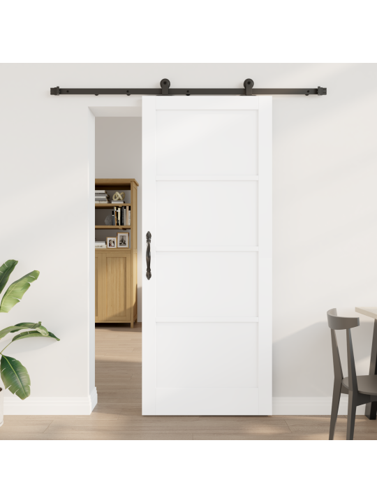 Posuvné dveře s hardwarem sada bílé 86x211 cm masivní dřevo z borovice, interiérové dveře 'orkdal'bílé 86x211x4 cm masivní dřevo z borovice