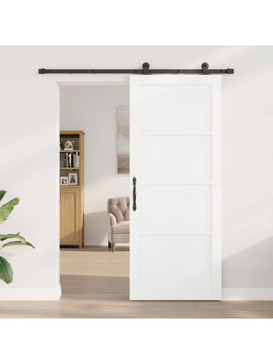 Posuvné dveře s hardwarem sada bílé 86x211 cm masivní dřevo z borovice, interiérové dveře 'orkdal'bílé 86x211x4 cm masivní dřevo z borovice