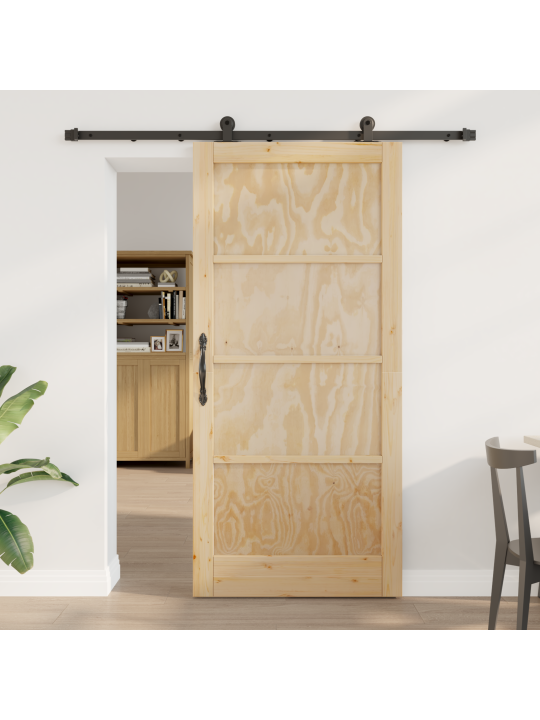 Dveře s hardwarem 93x202 cm z masivního borového dřeva, interiérové dveře
