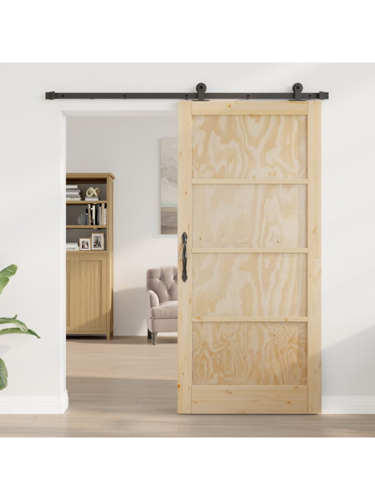 Dveře s hardwarem 93x202 cm z masivního borového dřeva, interiérové dveře