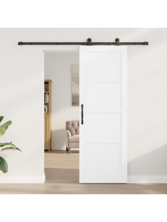 Posuvné dveře s hardware setem bílá 73,5x211 cm masivní dřevo borové