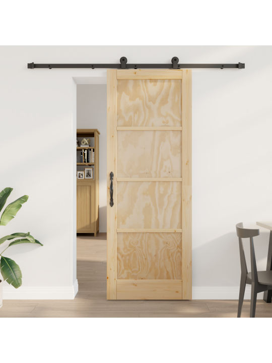 Posuvné dveře s hardwarem 78x211 cm z masivního borovicového dřeva, interiérové dveře 'orkdal'78x211x4 cm z masivního borovicového dřeva