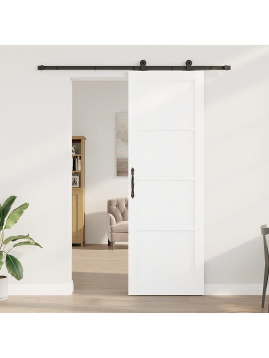Posuvné dveře s hardwarovou sadou bílá 78x232 cm z masivního borového dřeva