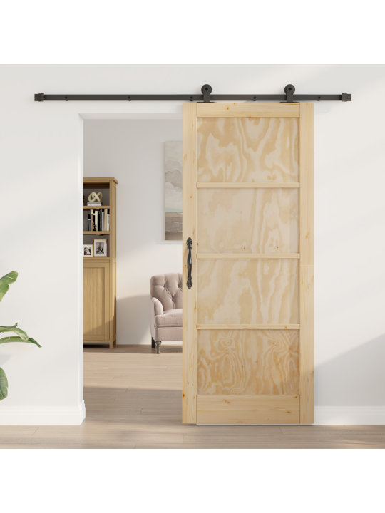 Posuvné dveře s hardwarem 83x202 cm z masivního borového dřeva
