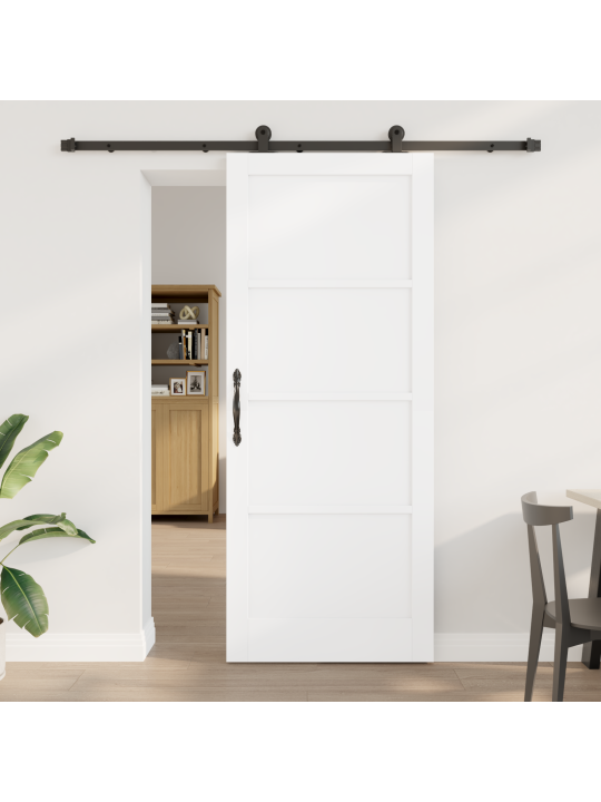 Posuvné dveře s hardwarovou sadou bílé 86x211 cm masivní dřevo z borovice