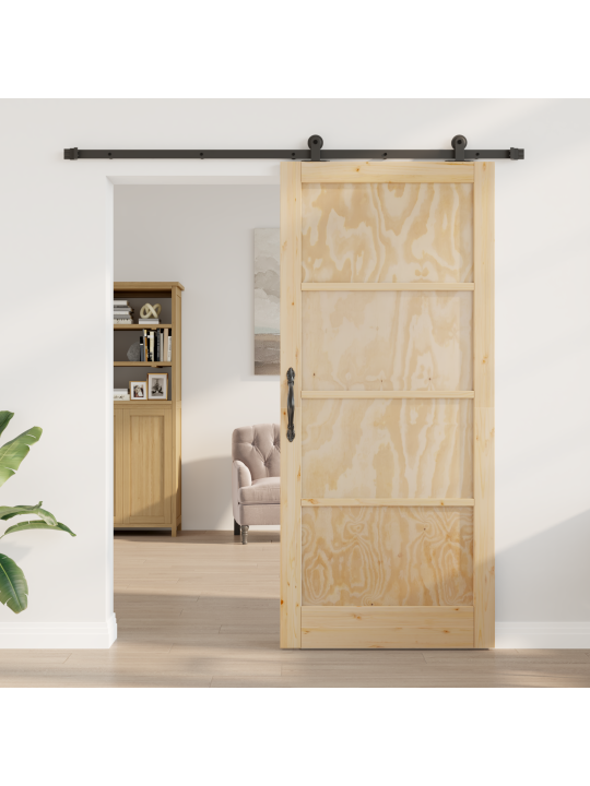 Skládací dveře se sadou hardwaru 93x211 cm z masivního borového dřeva, interiérové dveře 'orkdal'93x211x4 cm z masivního borového dřeva