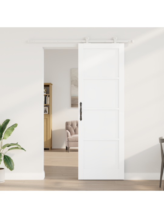 Posuvné dveře s hardwarovou sadou bílé 78x232 cm masivní dřevo borovice, vnitřní dveře 'orkdal'bílé 78x232x4 cm masivní dřevo borovice