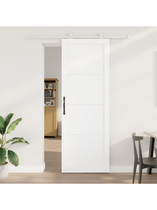 Posuvné dveře s montážní sadou bílé 83x232 cm masivní dřevo borovice, vnitřní dveře "orkdal" bílé 83x232x4 cm masivní dřevo borovice