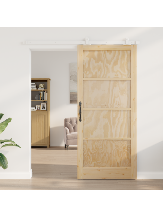 Posuvný dveře s hardwarem 93x211 cm z masivního dřeva borovice