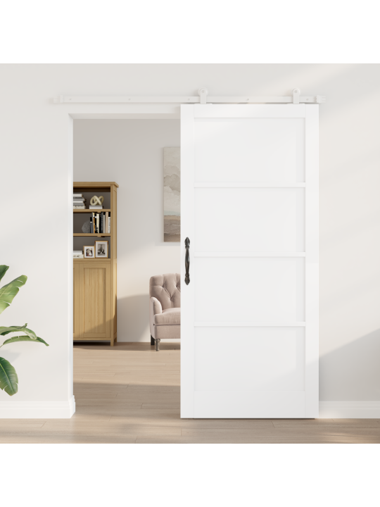 Posuvné dveře s kitem 'orkdal'bílé z masivního borovicového dřeva, vnitřní dveře 'orkdal'bílé 93x211x4 cm z masivního borovicového dřeva