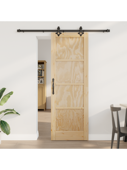 Posuvné dveře se sadou hardwaru 73,5x211 cm z borového dřeva, interiérové dveře 'orkdal'73,5x211x4 cm z pevného borového dřeva