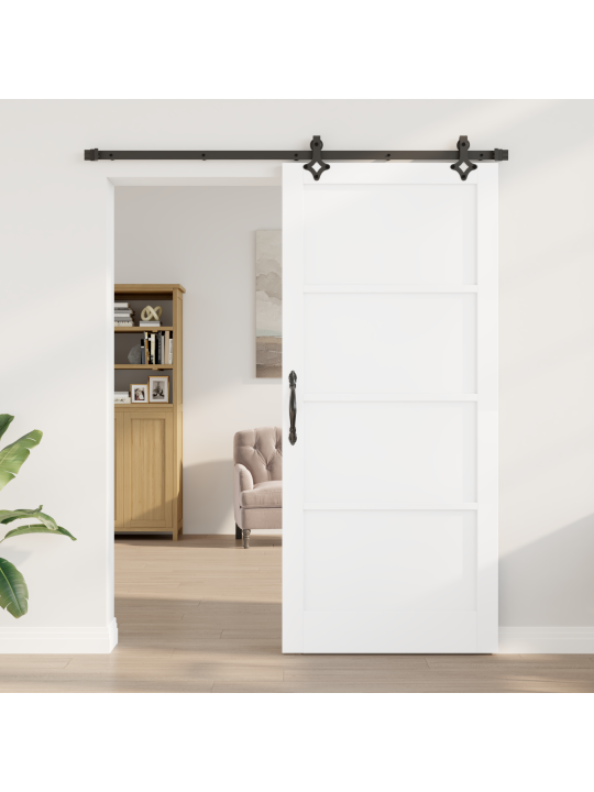 Posuvné dveře s kovaním bílá 93x211 cm masivní dřevo borové