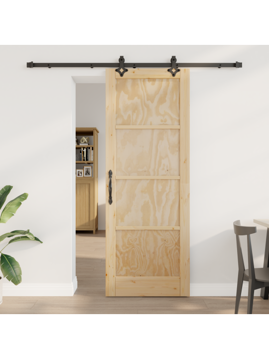 Posuvné dveře s hardwarem 78x211 cm z masivního boravicového dřeva, interiérové dveře 'orkdal'78x211x4 cm z masivního borovicového dřeva