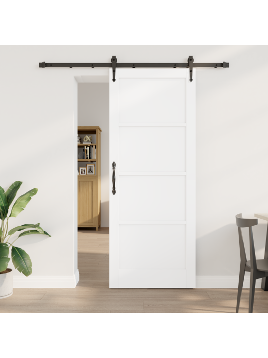 Posuvné dveře se sadou hardwaru bílá 83x211 cm masivní dřevo borovice, interiérové dveře 'orkdal'bílá 83x211x4 cm masivní dřevo borovice