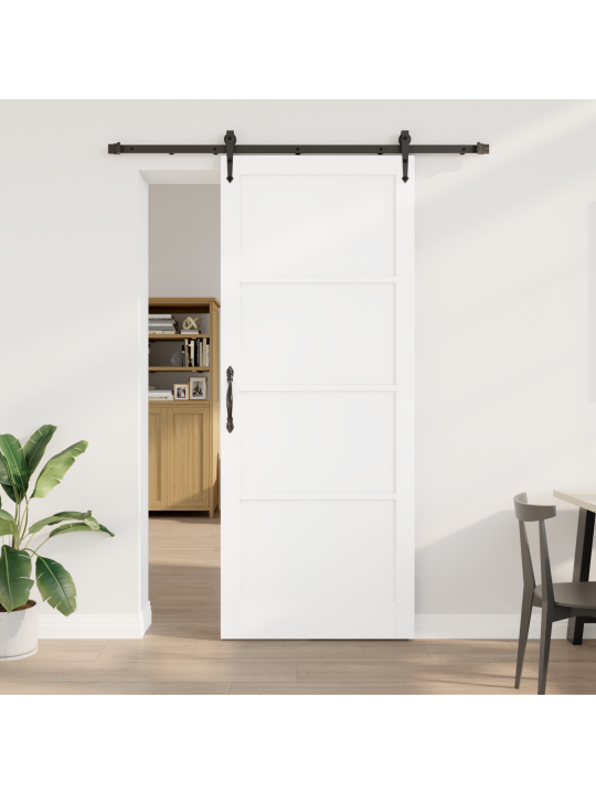 Posuvné dveře s instalací bílé 93x232 cm z masivního dřeva borovice, interiérové dveře 'orkdal'bílé 93x232x4 cm z masivního dřeva borovice