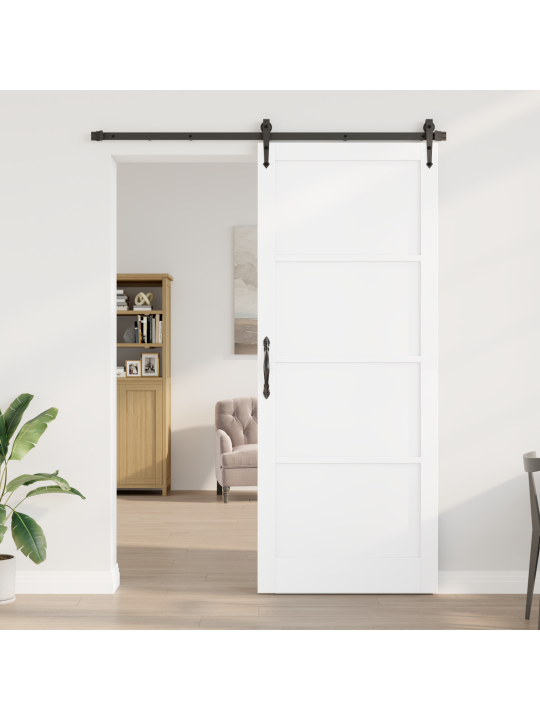 Posuvné dveře s instalací bílé 93x232 cm z masivního dřeva borovice, interiérové dveře 'orkdal'bílé 93x232x4 cm z masivního dřeva borovice