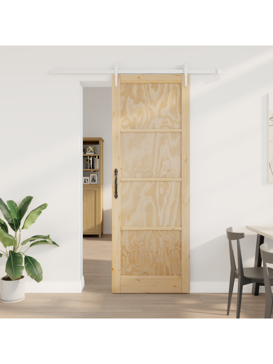 Posuvný dveře s instalační sadou 83x232 cm z masivního borového dřeva, interiérový dveře 'orkdal'83x232x4 cm z masivního borového dřeva