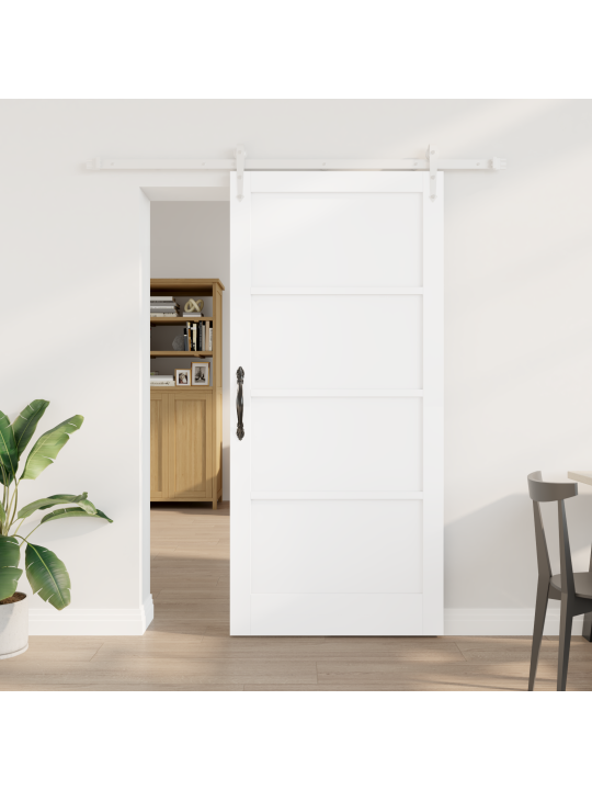 Posuvný dveře s hardwarem sada bílá 93x202 cm masivní borové dřevo, vnitřní dveře “orkdal” bílá 93x202x4 cm z masivního borového dřeva