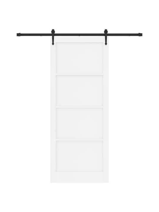 Posuvné dveře s kovaním bílá 93x232 cm solidní dřevo borovice, interiérové dveře 'orkdal'bílá 93x232x4 cm solidní dřevo borovice