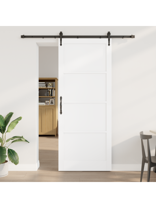 Posuvné dveře s kovaním bílá 93x232 cm solidní dřevo borovice, interiérové dveře 'orkdal'bílá 93x232x4 cm solidní dřevo borovice