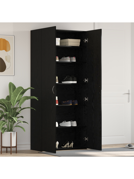 Skříň na boty černý dub 80x35,5x180 cm zpracované dřevo