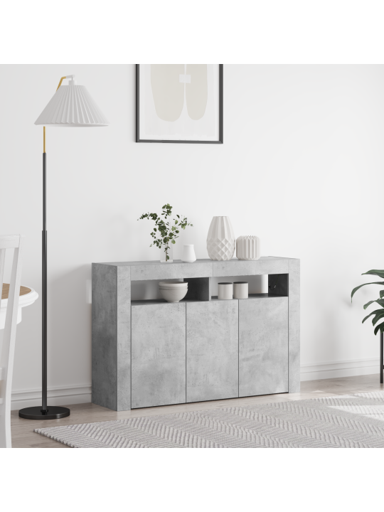 Komoda betonově šedá dřevěný materiál 116 x 30 x 75 cm