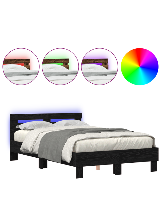 Rám postele z dubu černý dub technické dřevo 135 x 190 cm odolný