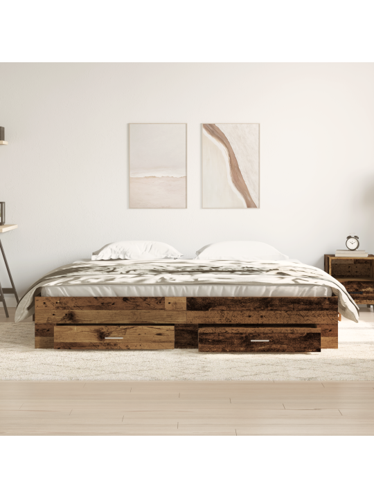 Rám postele s šuplíky staré dřevo 180x200 cm inženýrské dřevo